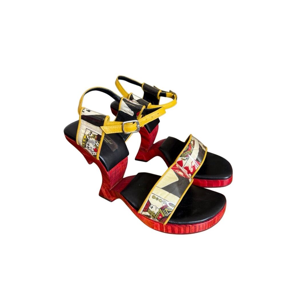 Vintage Pure Chocolat/Fred Slatten Queen’s Luck Sandals Sz7 Rare, Pop-Art, 70’s